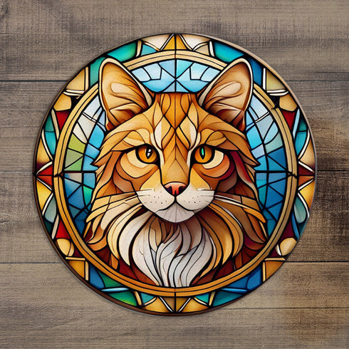 Cat Ginger Glass Suncatcher Worktop Saver